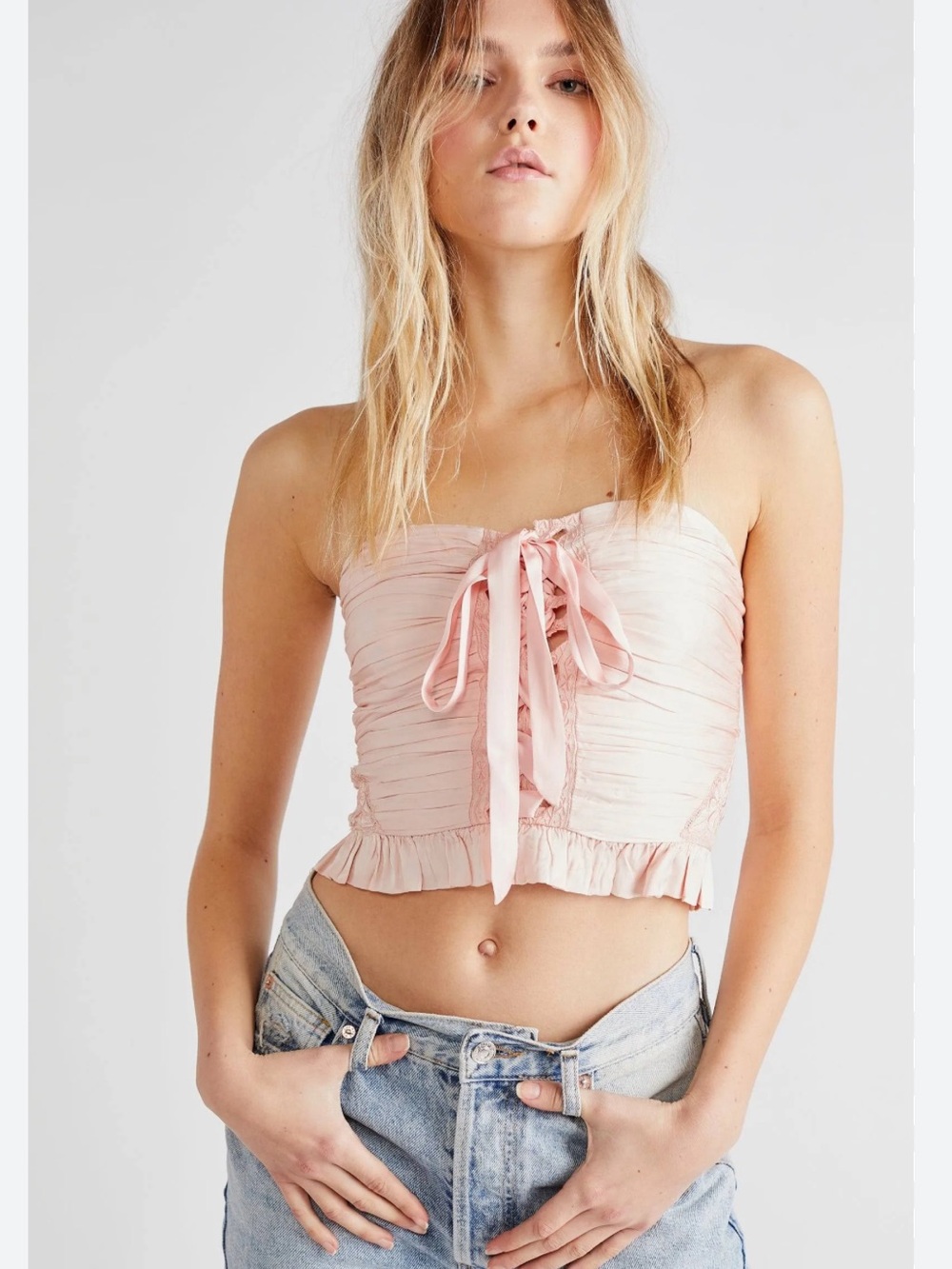 Free People Aurelia Silky Corset Top Medium NWT Ballet Slipper